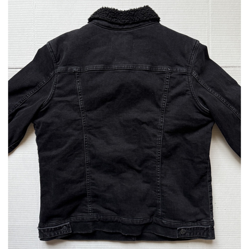 IDYLLWIND - Women's Black Sherpa Lined Denim Cowboy Trucker Jacket - Small - Picture 3 of 7